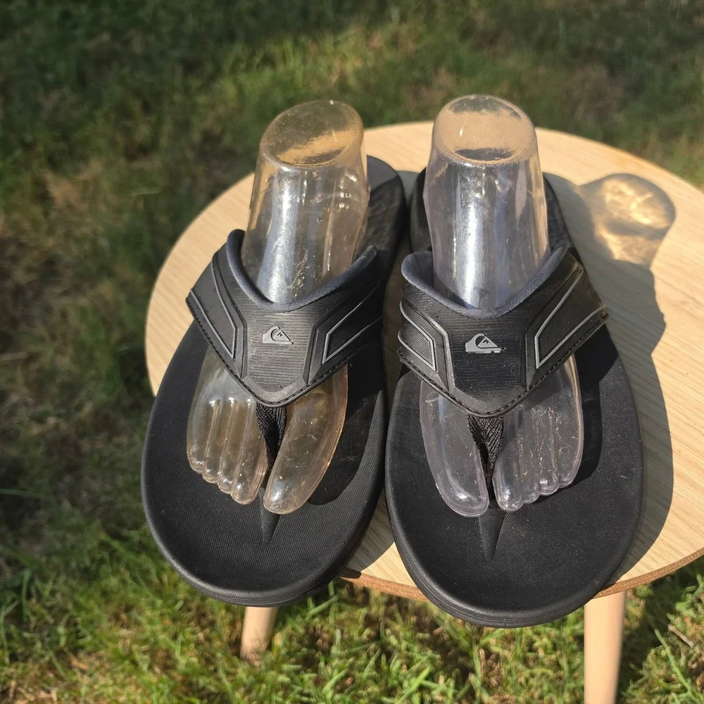 Quiksilver Mens Carver Squish Sandals Black Flip Flops Hydrobound Support
